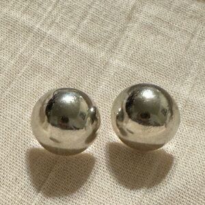 Taxco Silver Round and Flat Back Button Style Earrings
